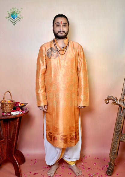 M.J.A 29: Om Namah Shivay Rust Orange Modal Silk Kurta
