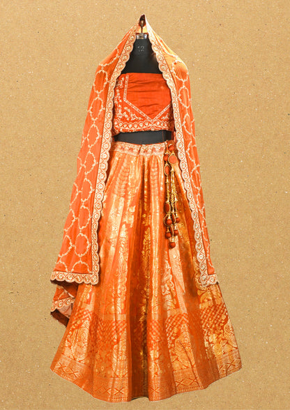 "Mansi 17A" Banarasi Traditional Silk Lehenga with Jaal Flower Work & Rich Zari Detailing