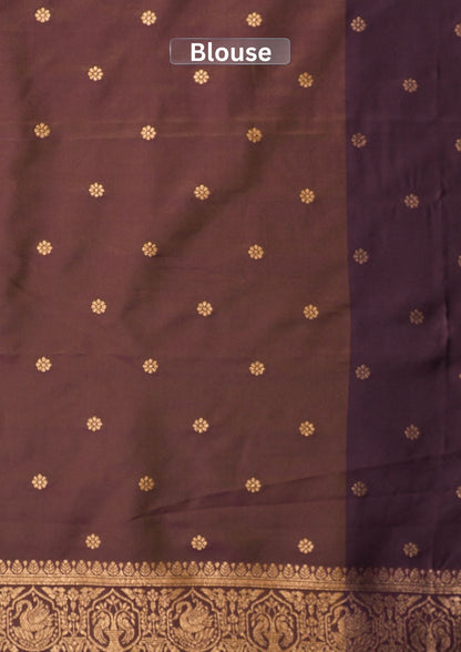 UTSAV BANARAS 502: Gold Dual Tone Banarasi Soft Silk Meenakari Zari Saree