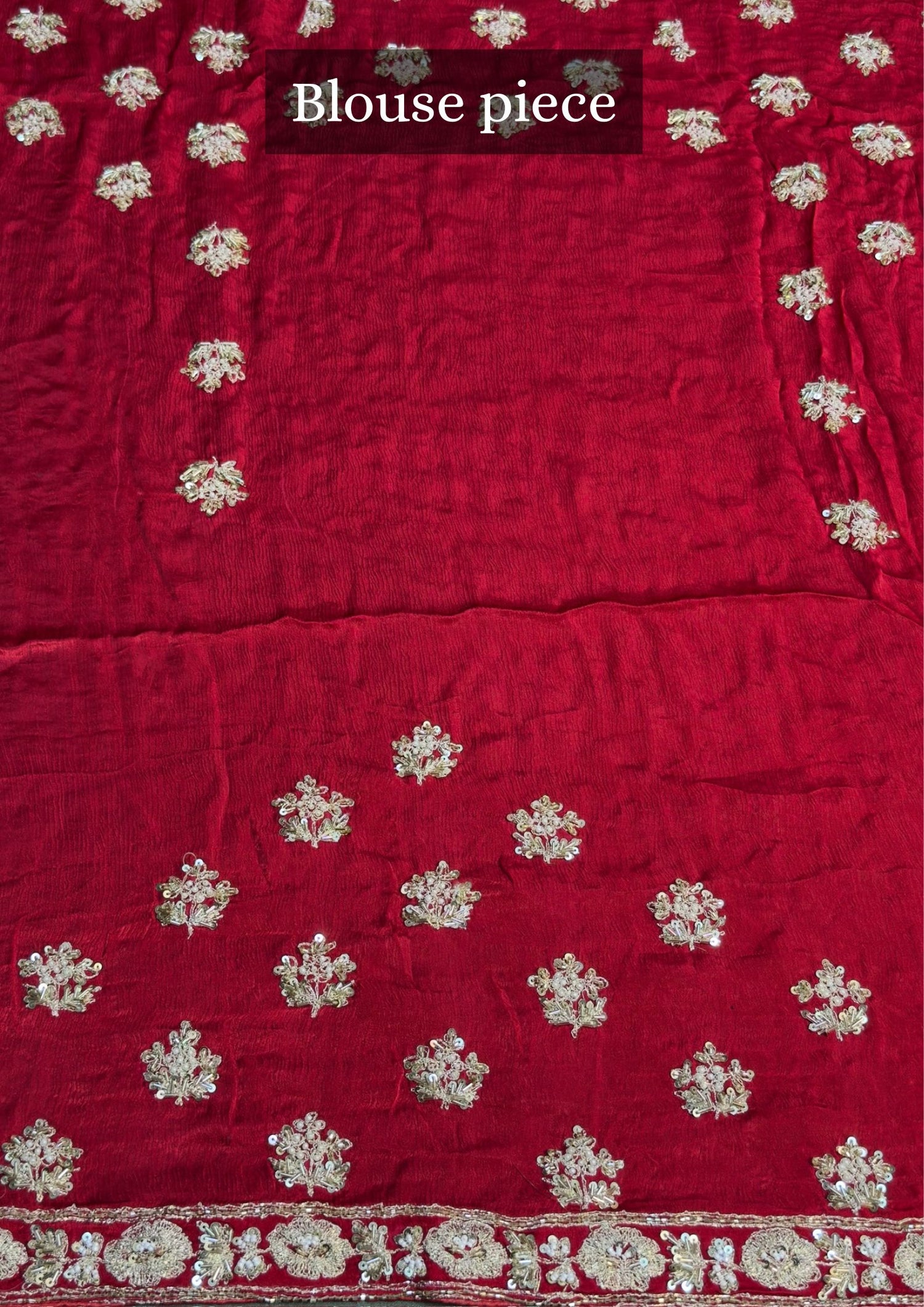 VIRASAT 394: Bridal Red Soft Crepe Silk Saree with Hand Zardozi Work