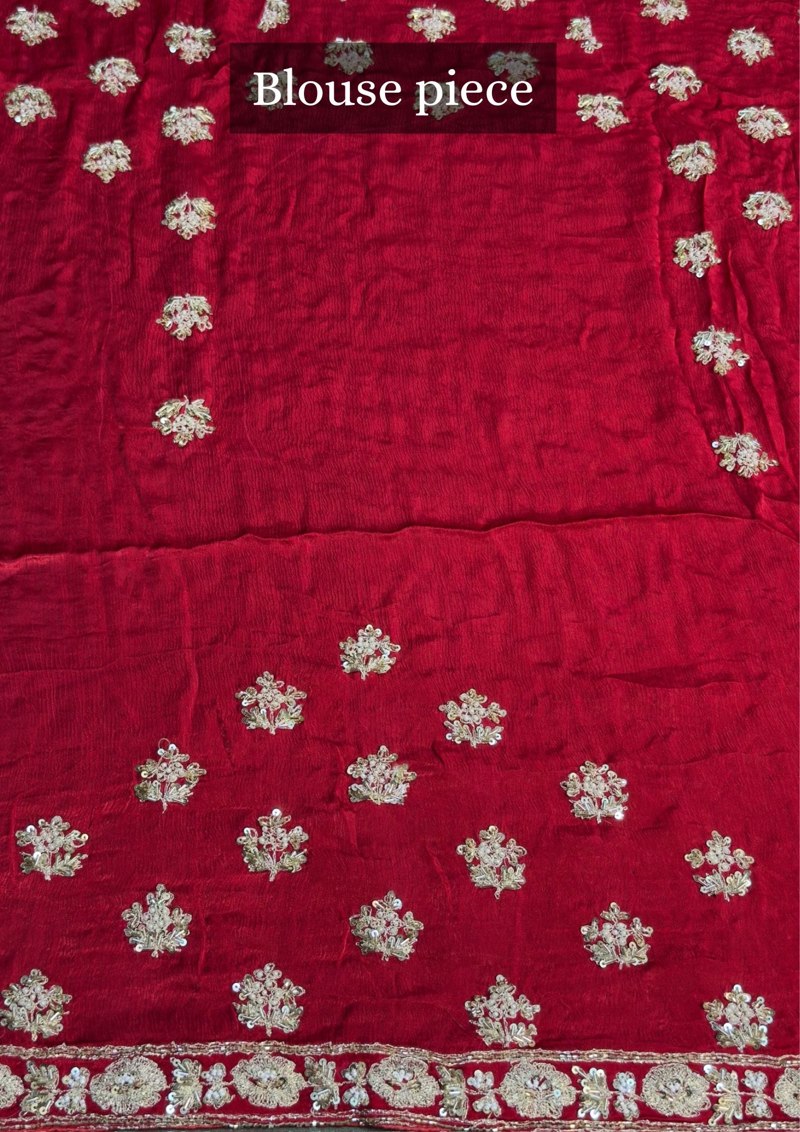VIRASAT 394: Bridal Red Soft Crepe Silk Saree with Hand Zardozi Work