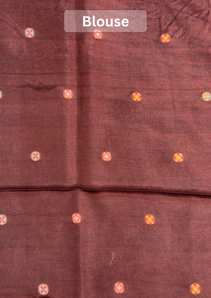 UTSAV BANARAS 476B: Earthy Pink Butter Silk Saree with Royal Paisley Position Print &amp; Contrast Blouse