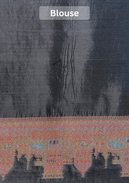 VIRASAT 429: Pure Silk Banarasi Saree with Heritage Ghat Border, Antique Zari Meenakari &amp; Polka Dot Weaving