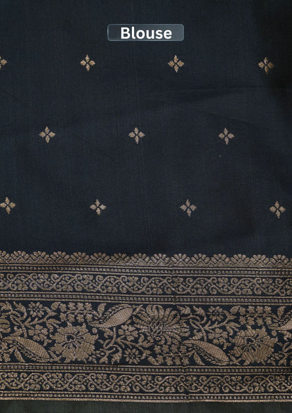 UTSAV BANARAS 497: Olive Green Banarasi Soft Silk Meenakari Zari Saree