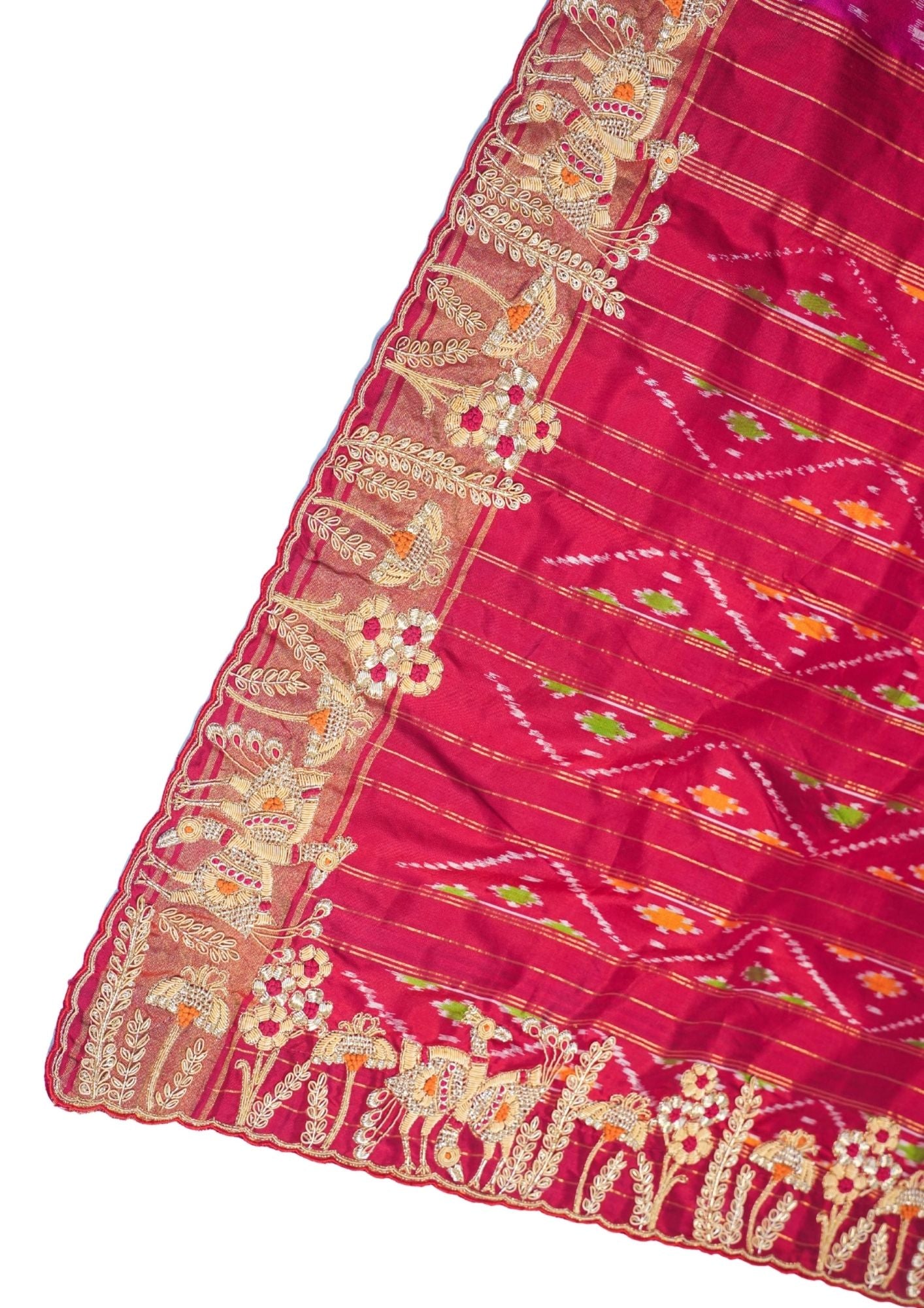 "VIRASAT 209" Banarasi Fuchsia Pink Pure Ikkat Barik Zardozi Embroidered Saree