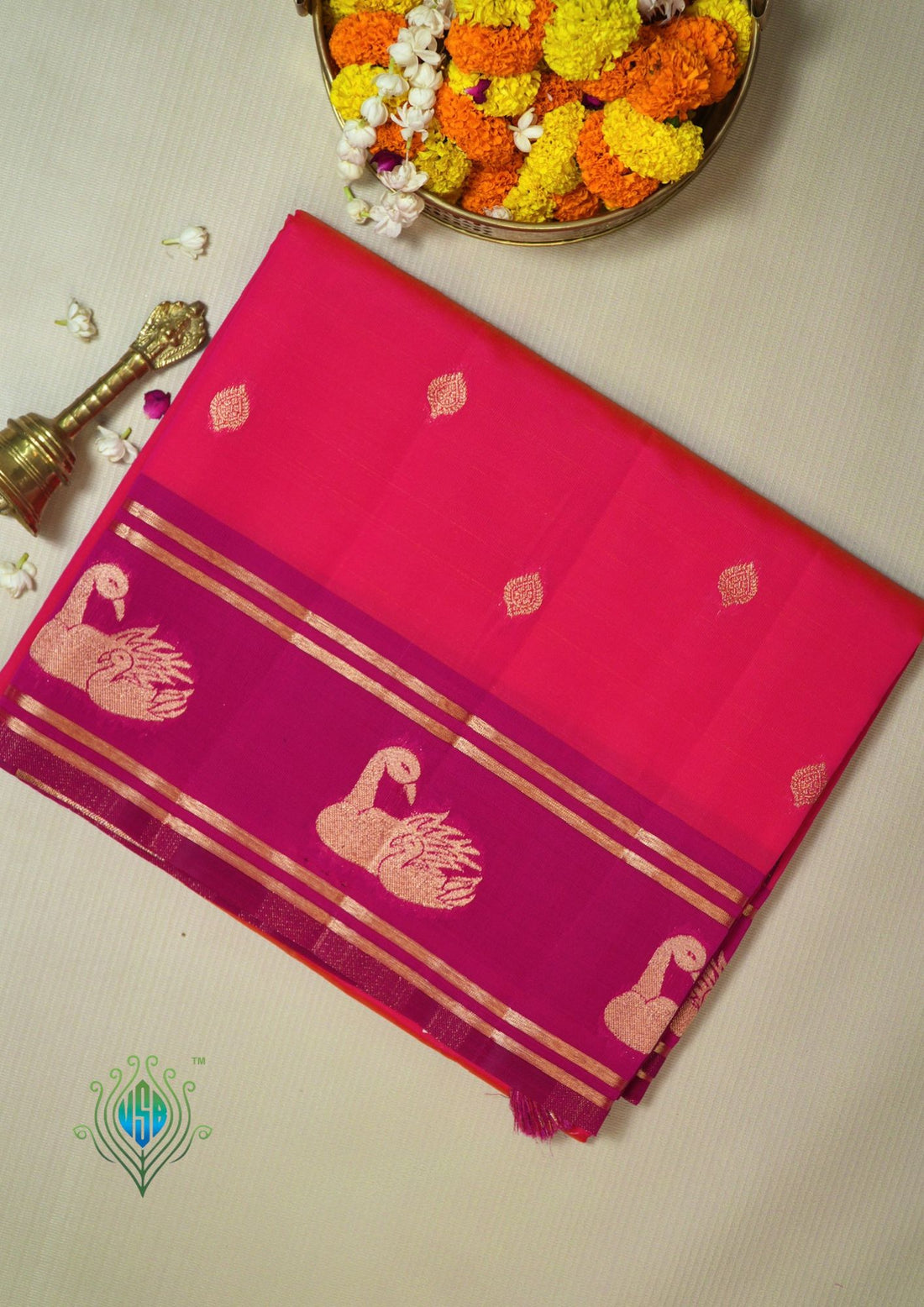 UTSAV BANARAS 500: Fuchsia Pink Banarasi Soft Silk Meenakari Zari Saree