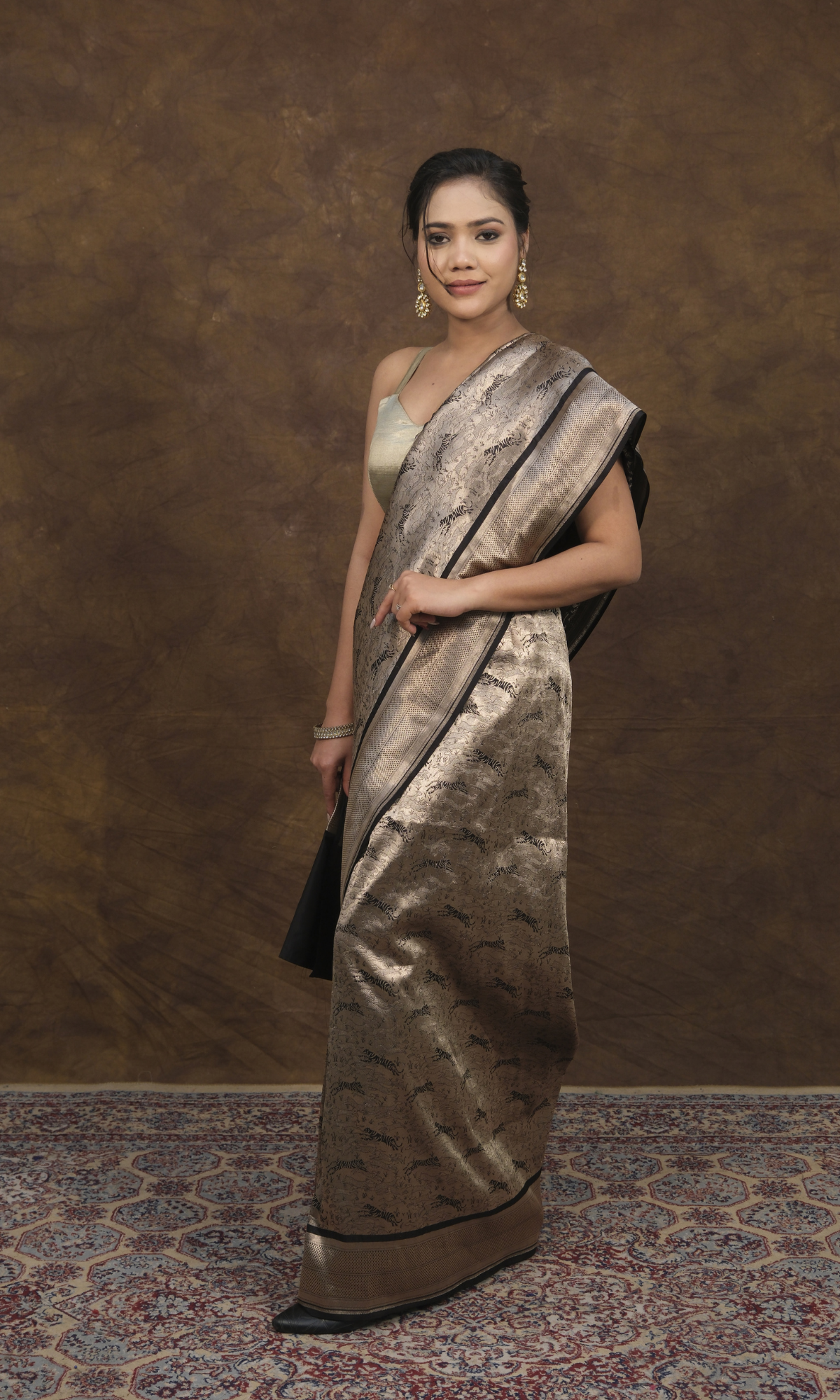 Premium Banarasi Silk Saree: Royal Bengal Tiger Design for Power & Grace