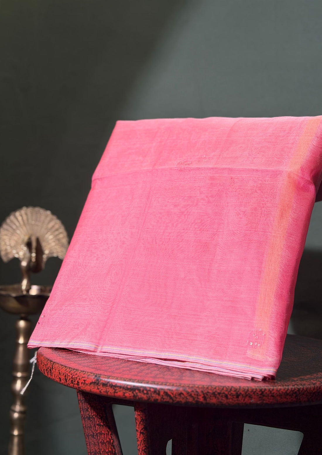 "Founder Choice 017" Banarasi Elegant Baby Pink &amp; Purple Jamdani Kora Silk Saree