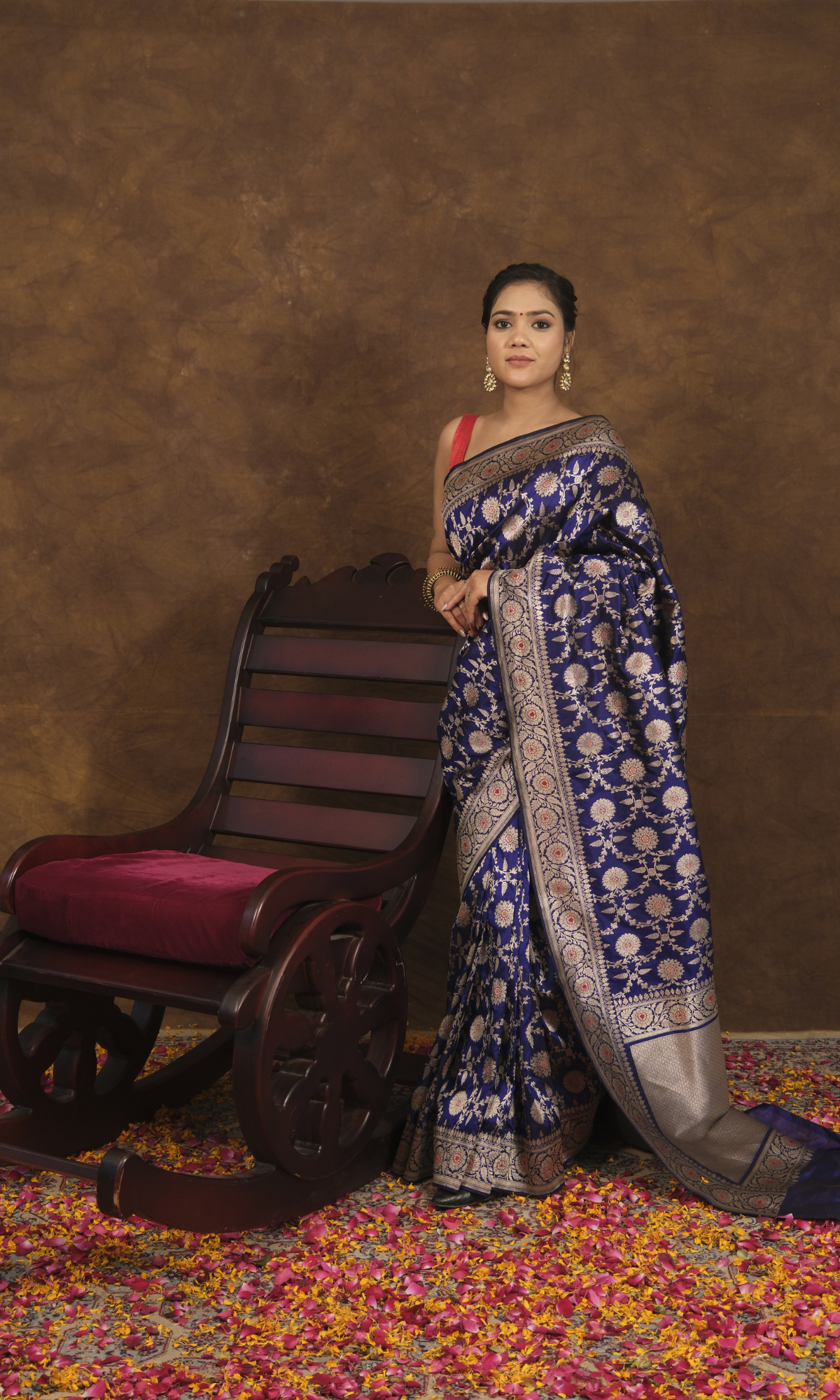 Navya: Traditional Banarasi Saree with Exquisite Mughal Motif Border