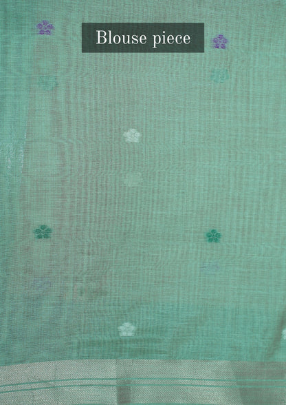 "UTSAV BANARAS 300" Banarasi Pista Chanderi Jamdani Silk Saree with Elephant Narrative Pallu