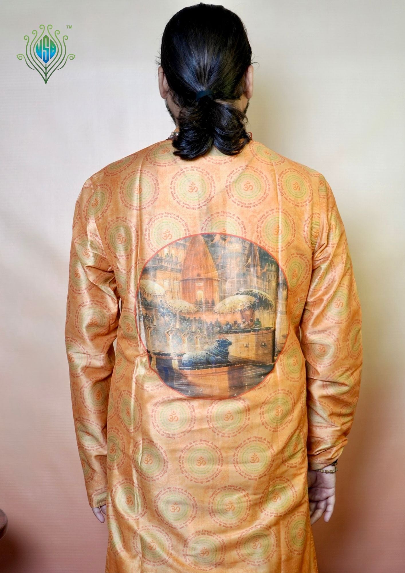 M.J.A 29: Om Namah Shivay Rust Orange Modal Silk Kurta
