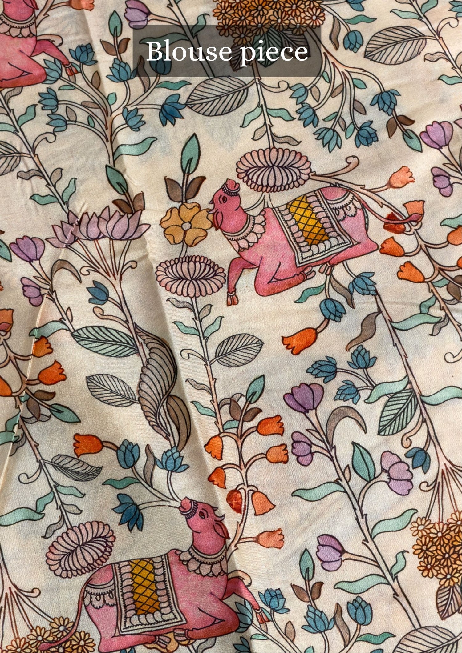 UTSAV BANARAS 399: Golden Cotton Tissue Saree with Kaatha &amp; Kalamkari Work
