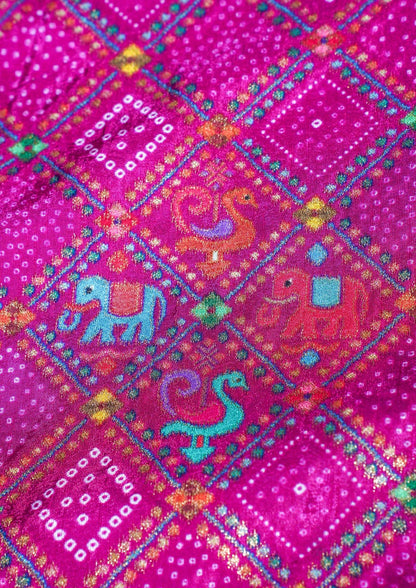 "Waah Banaras 071" Banarasi Vibrant Dual-Tone Shades Meenakari Pashmina Silk Saree
