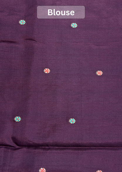 UTSAV BANARAS 478: Purple Mauve Butter Silk Saree with Royal Paisley Position Print &amp; Contrast Blouse