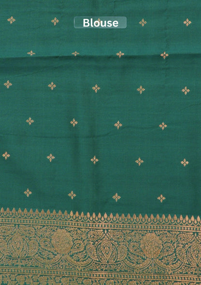 UTSAV BANARAS 499: Rama Green Banarasi Soft Silk Meenakari Zari Saree