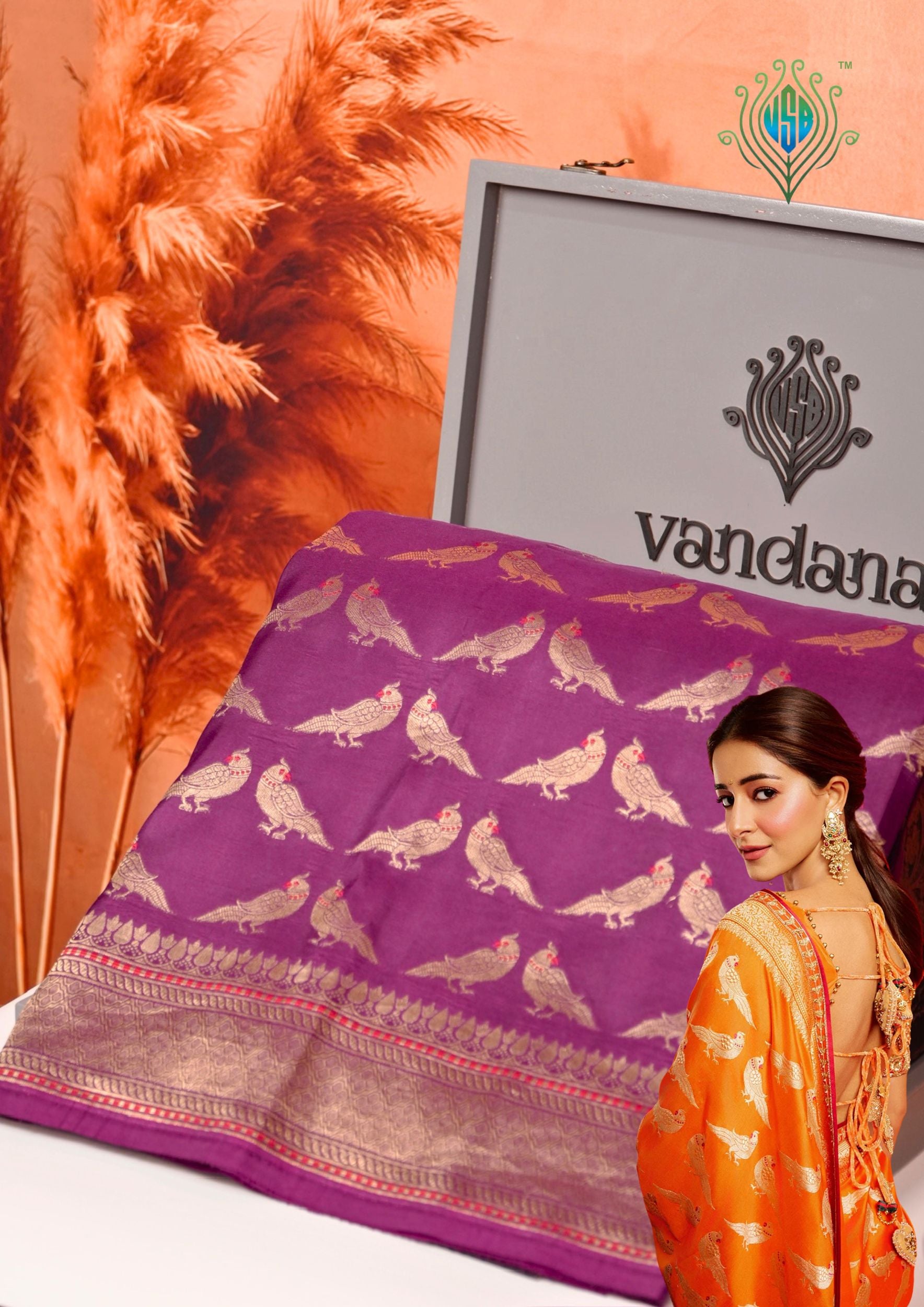Founder Choice 060C: Beautiful Purple Pure Handloom Kadwa Silk Meenakari Parrot Saree &amp; Silk Mark