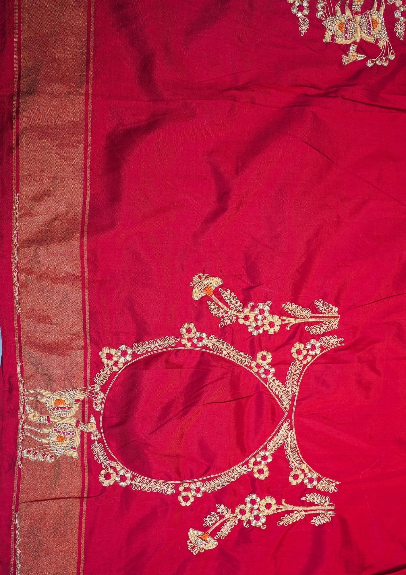 "VIRASAT 209" Banarasi Fuchsia Pink Pure Ikkat Barik Zardozi Embroidered Saree