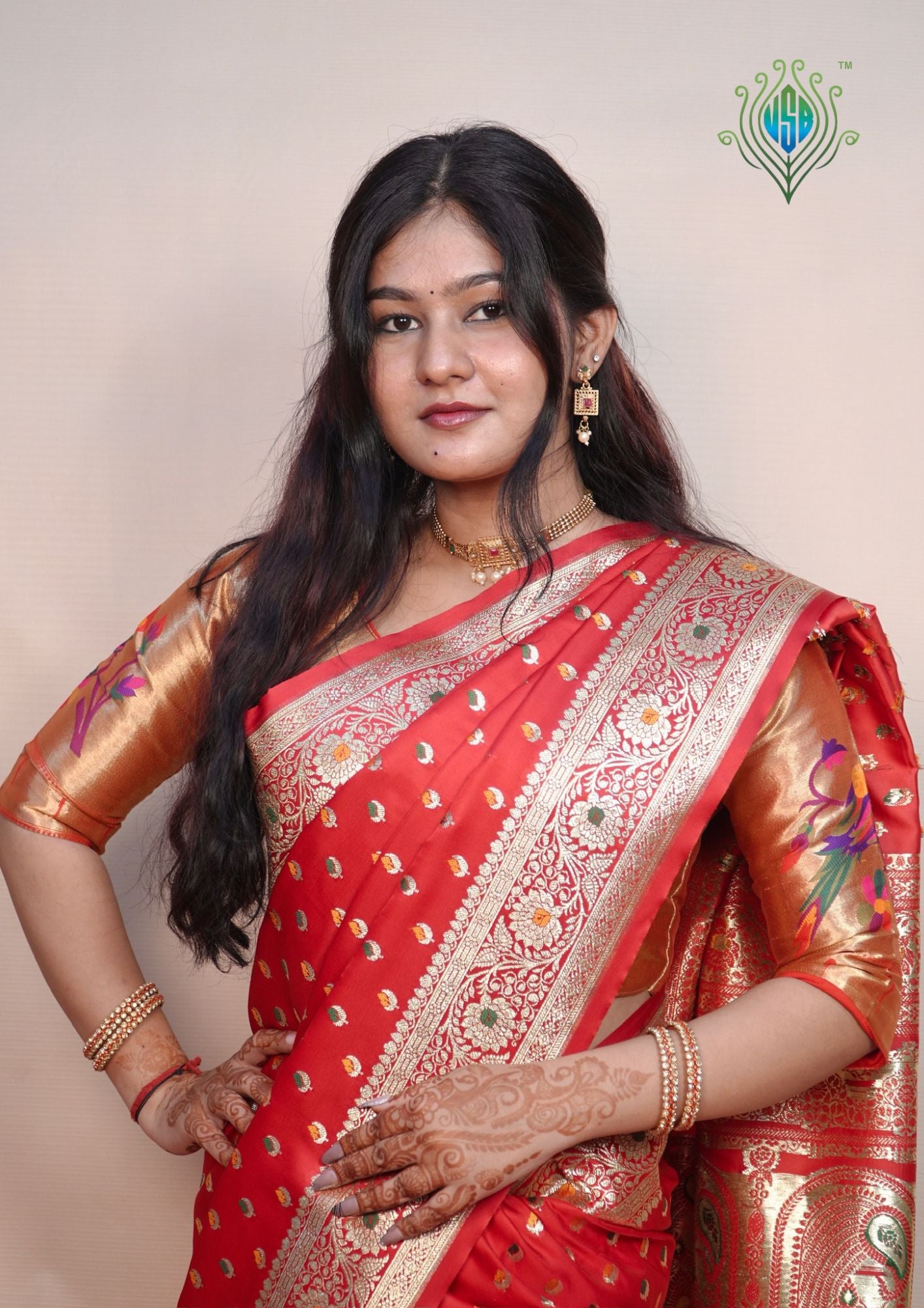 Waah Banaras 174: Satin Banarasi Silk Saree with Meenakari Zari Buti &amp; Floral Palla