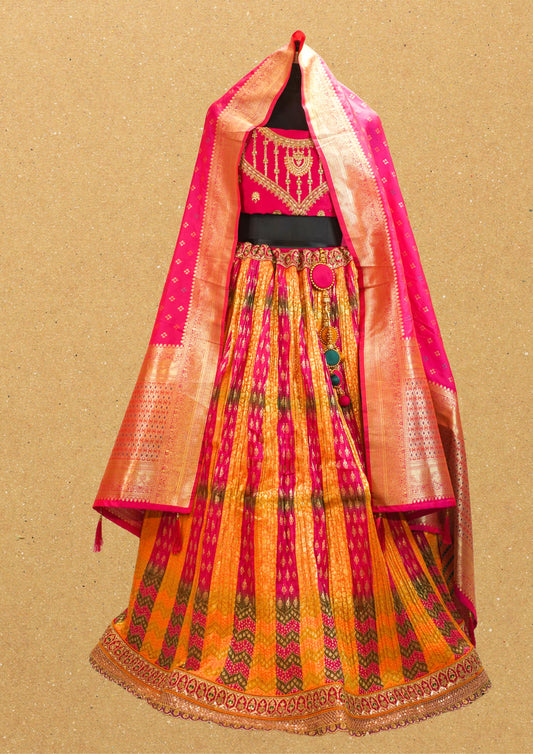 "MANSI 024" Banarasi Crush Rangkat Silk Lehenga with Elegant Cutwork Border