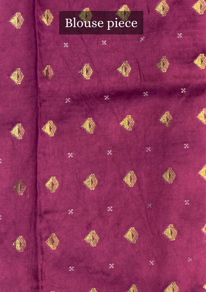 UTSAV BANARAS 374: Multi Pink Tusser Raw Silk Saree with Laheriya Designer Weave