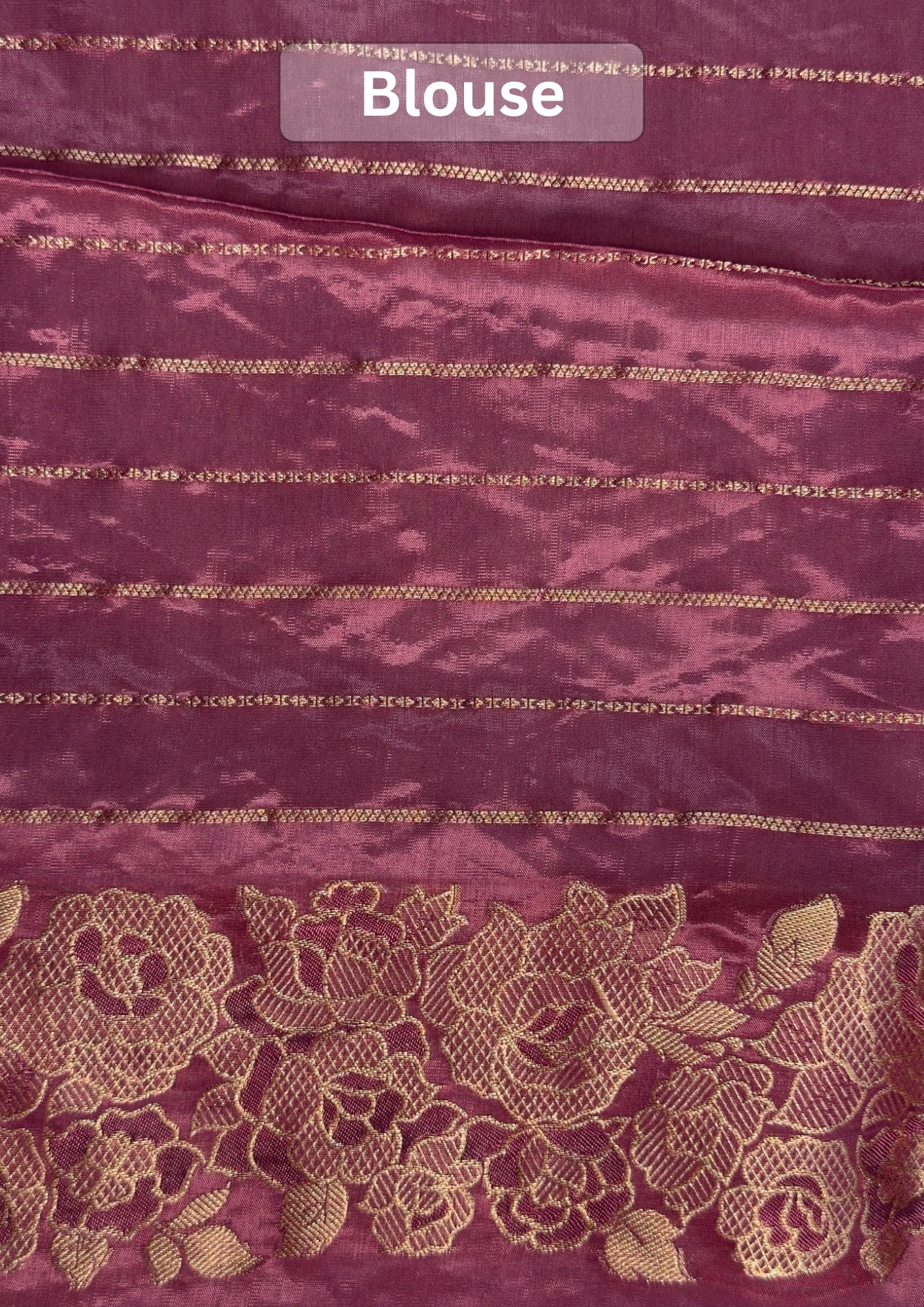 UTSAV BANARAS 490: Orchid Malai Silk Saree with Digital Print, Zari Stripe Design &amp; Floral Zari Border