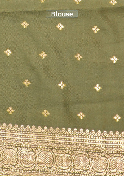 UTSAV BANARAS 501: Sage Green Banarasi Soft Silk Meenakari Zari Saree