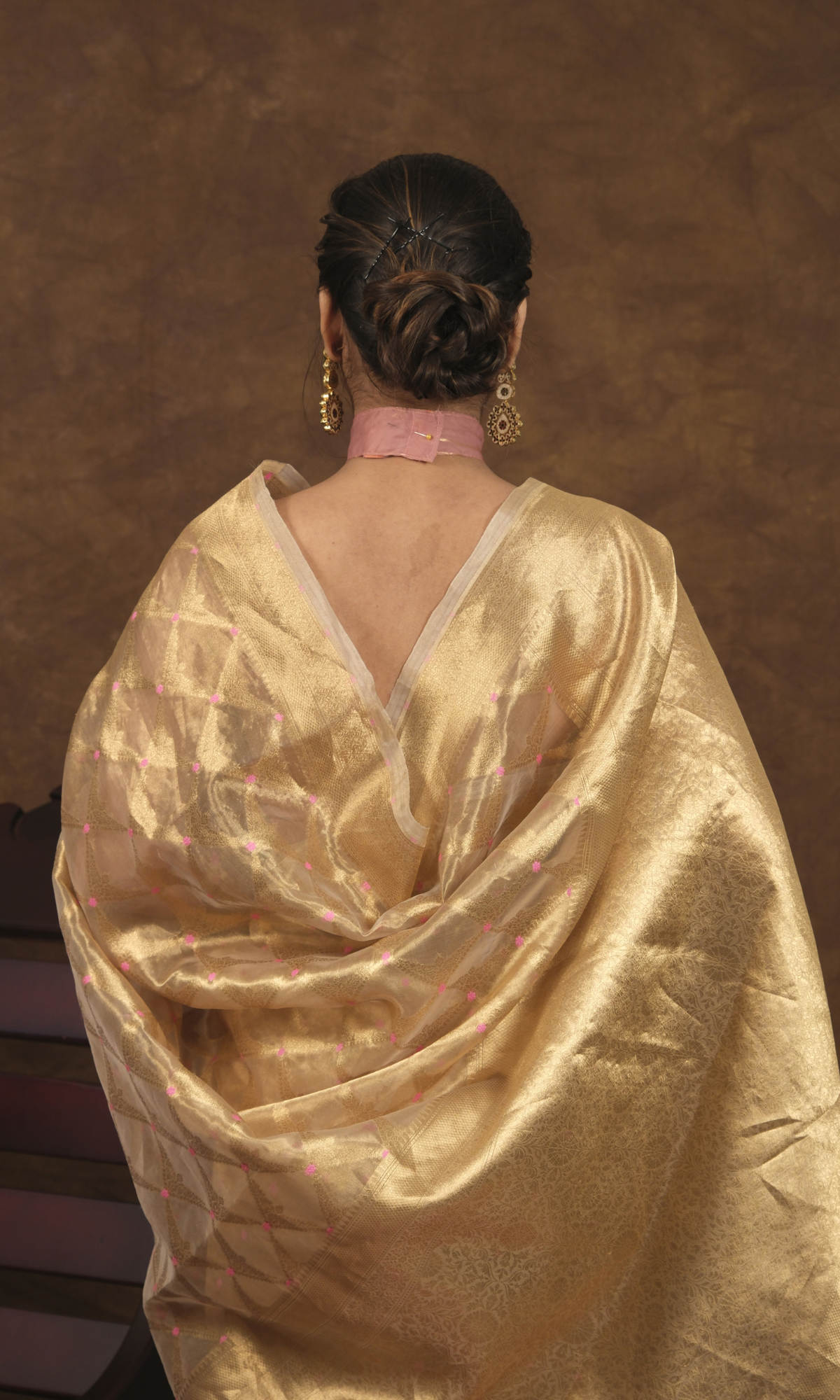 VIRASAT 321: Pink Meena Booti Saree on Pure Tissue Silk