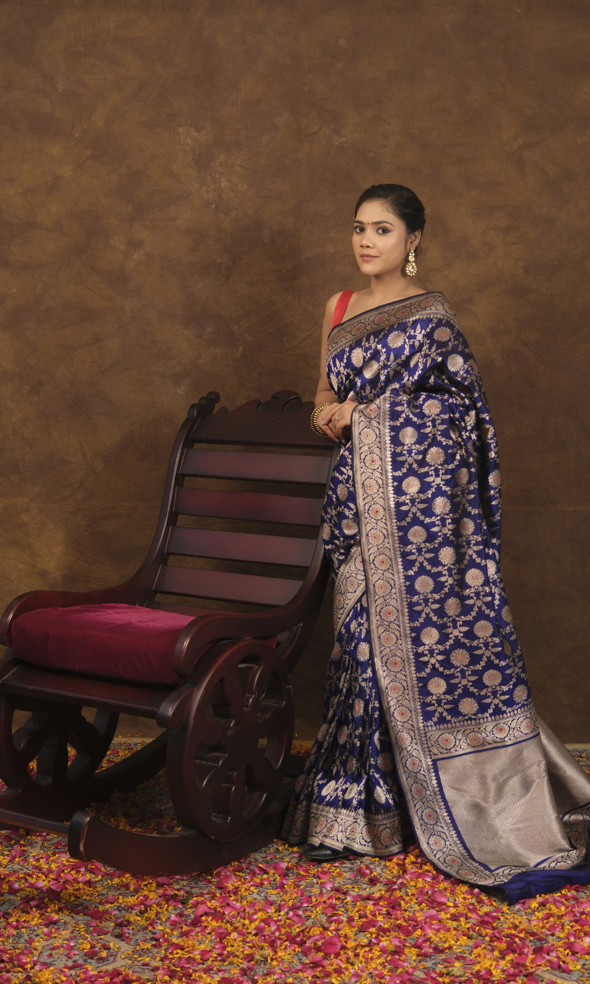 Navya: Traditional Banarasi Saree with Exquisite Mughal Motif Border