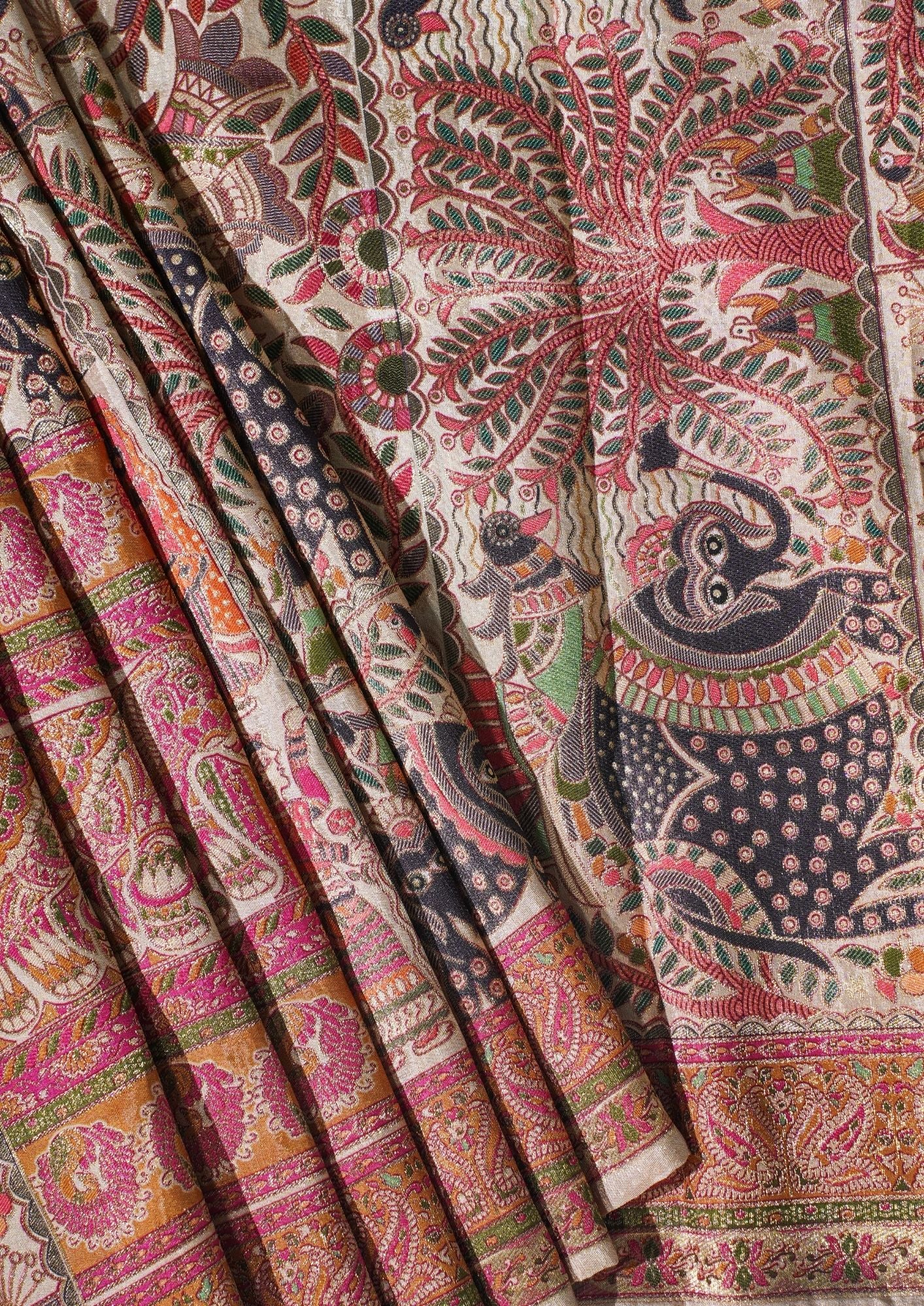"Waah Banaras 082" Banarasi Multi-Color Meenakari Pashmina Silk Saree