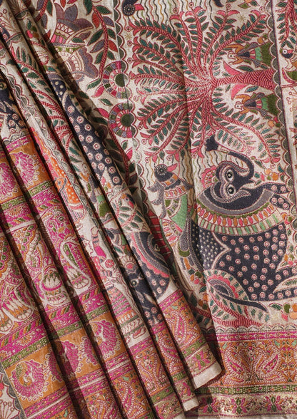 "Waah Banaras 082" Banarasi Multi-Color Meenakari Pashmina Silk Saree