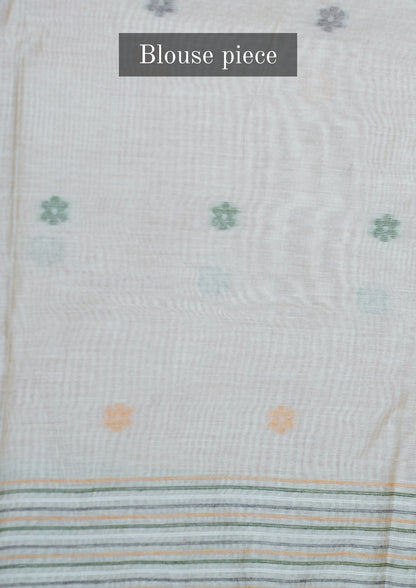 "UTSAV BANARAS 306" Banarasi Chikoo Beige Chanderi Jamdani Silk Saree with Village Narrative Pallu
