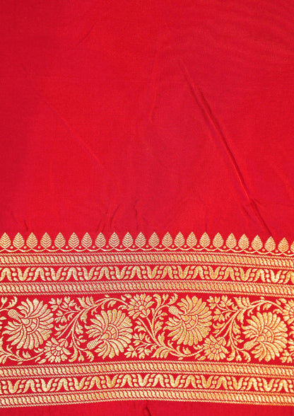 "Waah Banaras 065" Banarasi Satan Silk Saree With Golden Zari Floral Weaving & Rich Border