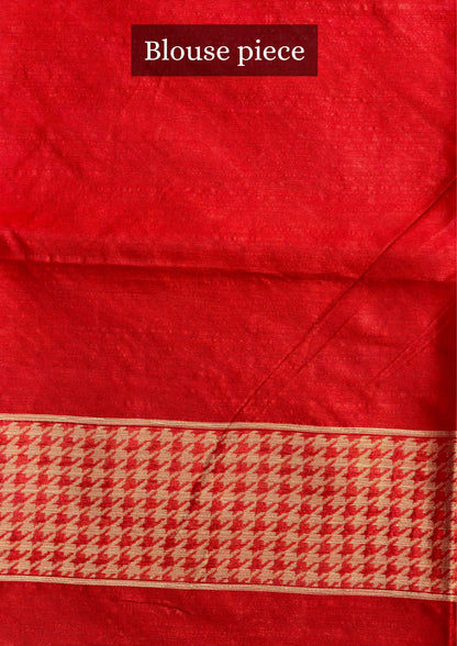 UTSAV BANARAS 401: Royal Red Gold Raw Silk Saree with Abstract Designer Weave