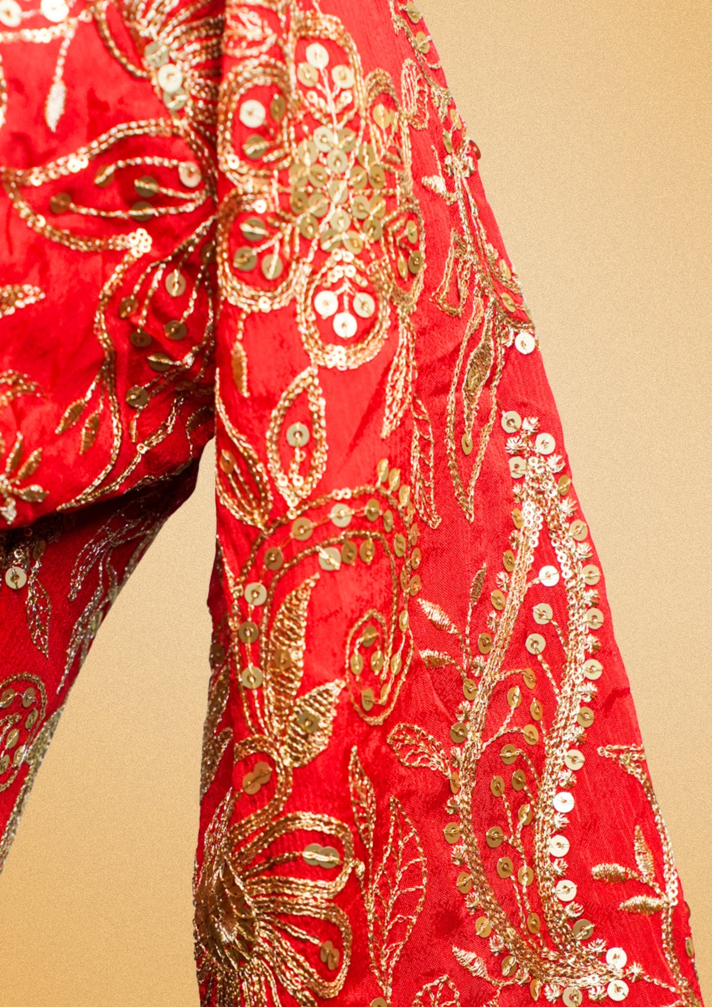 "RDM BL 015" Banarasi Red Blouse With Golden Zari Embroidery
