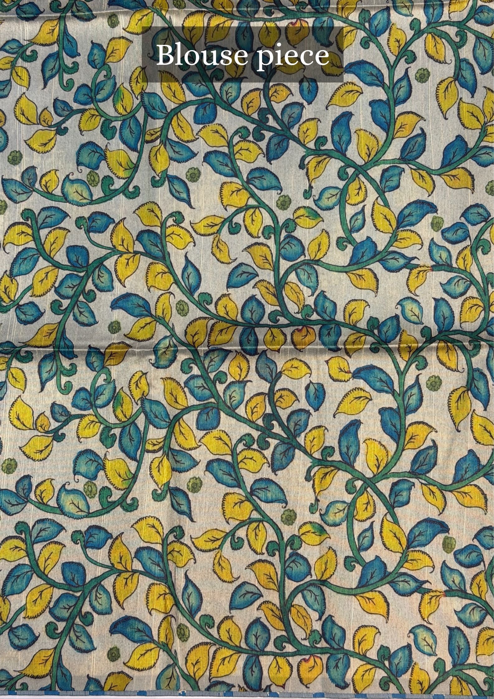 UTSAV BANARAS 403: Azure Blue Saree with Chunari Buti Weave &amp; Kalamkari Printed Pallu