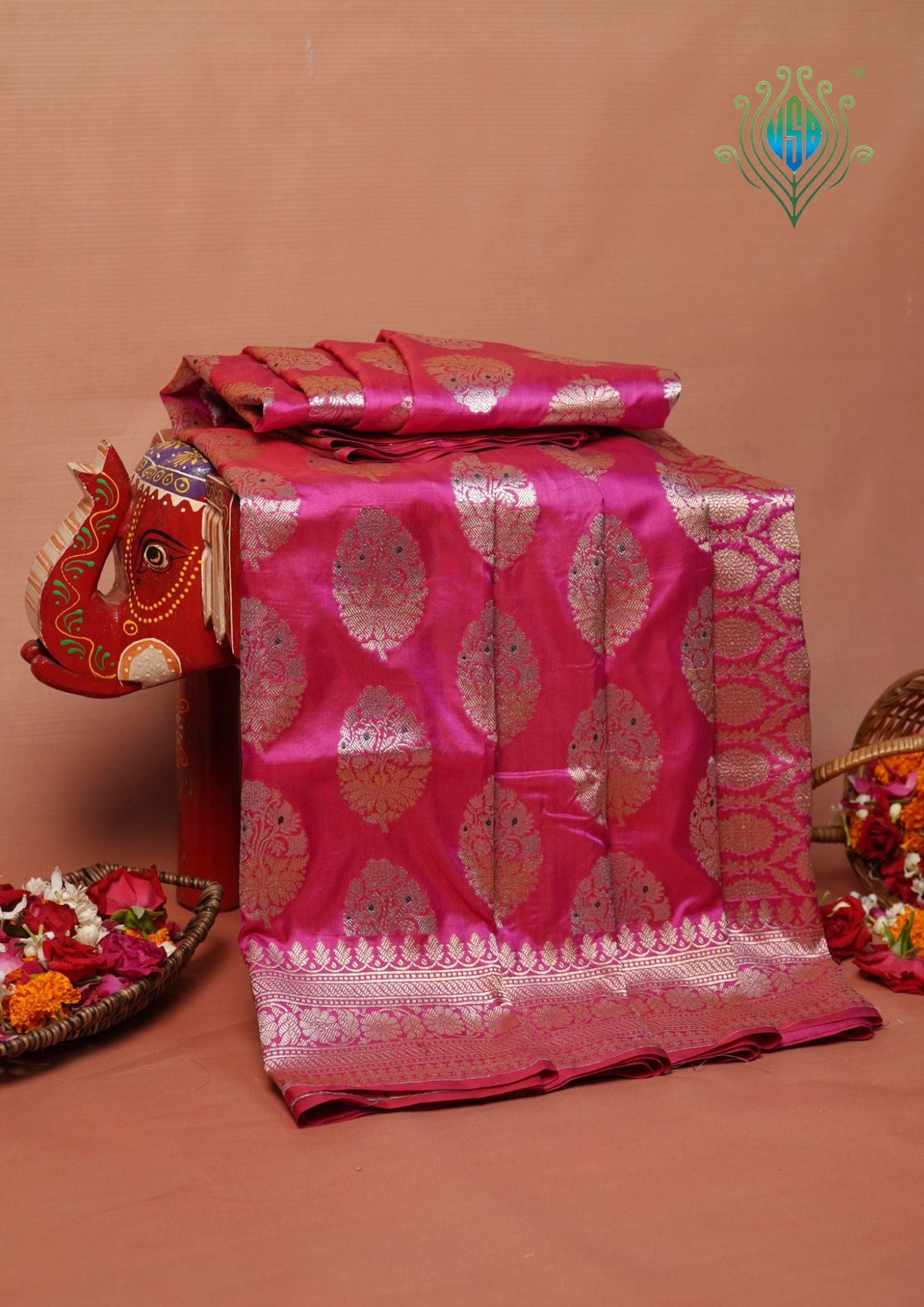 VIRASAT 202A: Hot Pink Pure Handloom Katan Silk Kadwa Meenakari Banarasi Saree | Silk Mark Certified
