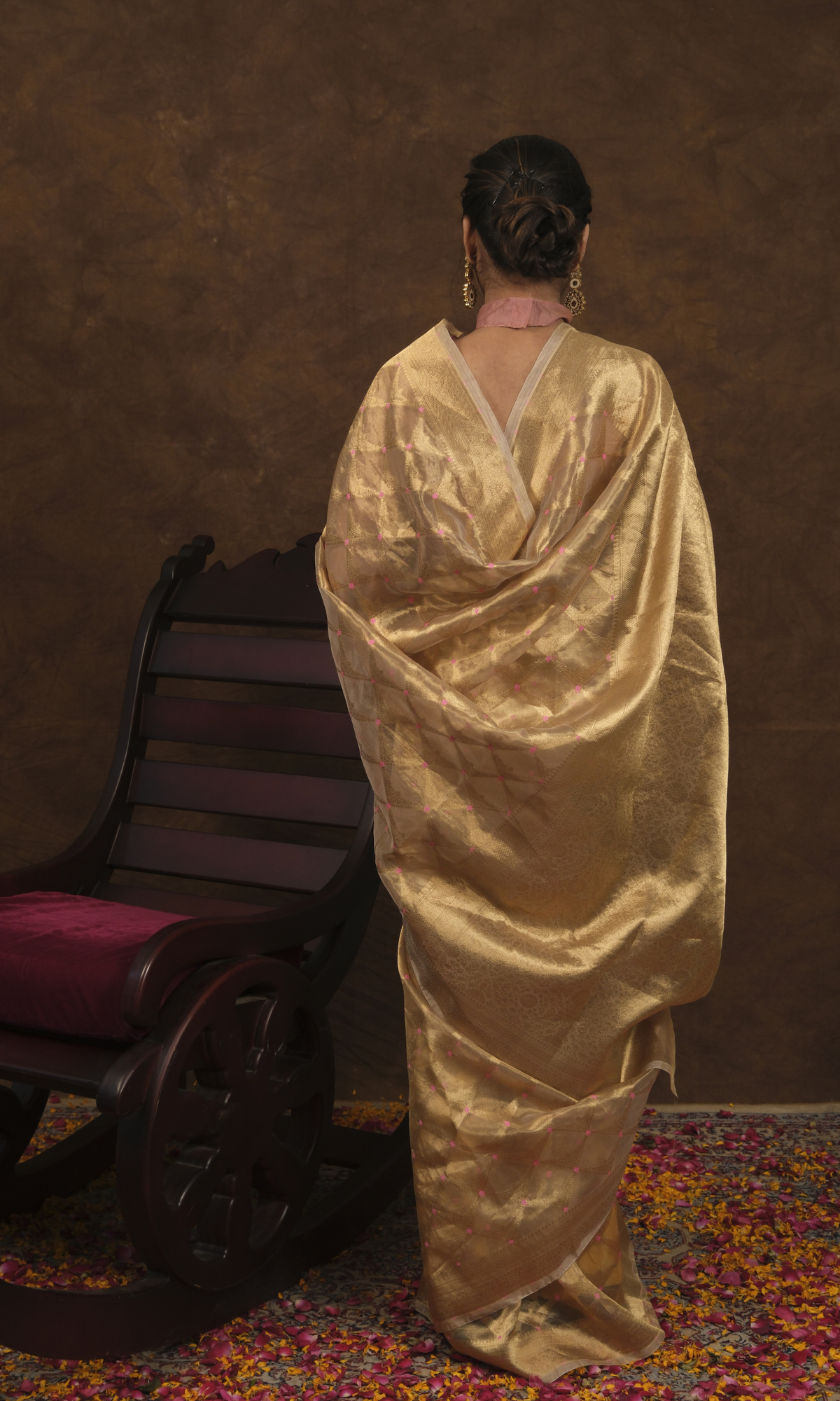 VIRASAT 321: Pink Meena Booti Saree on Pure Tissue Silk