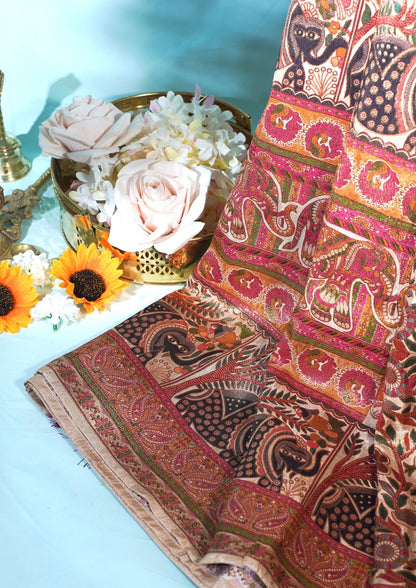 "Waah Banaras 082" Banarasi Multi-Color Meenakari Pashmina Silk Saree