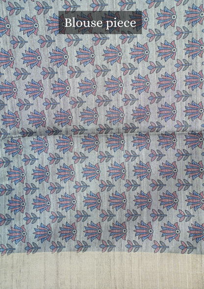 UTSAV BANARAS 228: Royal Blue anarasi Raw Silk Saree with Madhubani Print Palla &amp; Zari Border