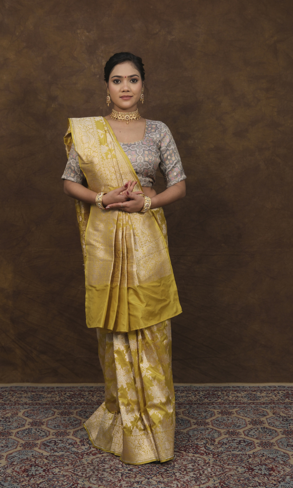 Sulekha Banarasi Jangla Jaal Saree: Woven with Pure Gold Rupa Zari and A-Grade Silk