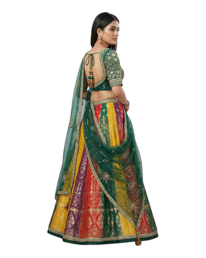 "Mansi 012" Banarasi Multicolor Lehenga With Stitched Blouse