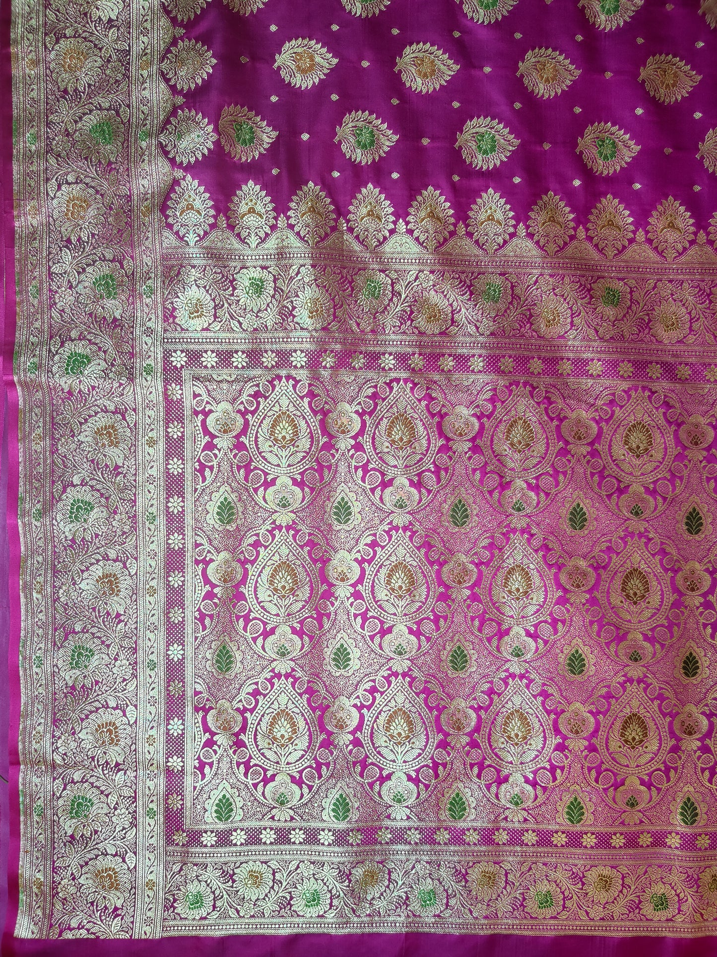 Magenta Pure Handloom Banarasi Silk Saree