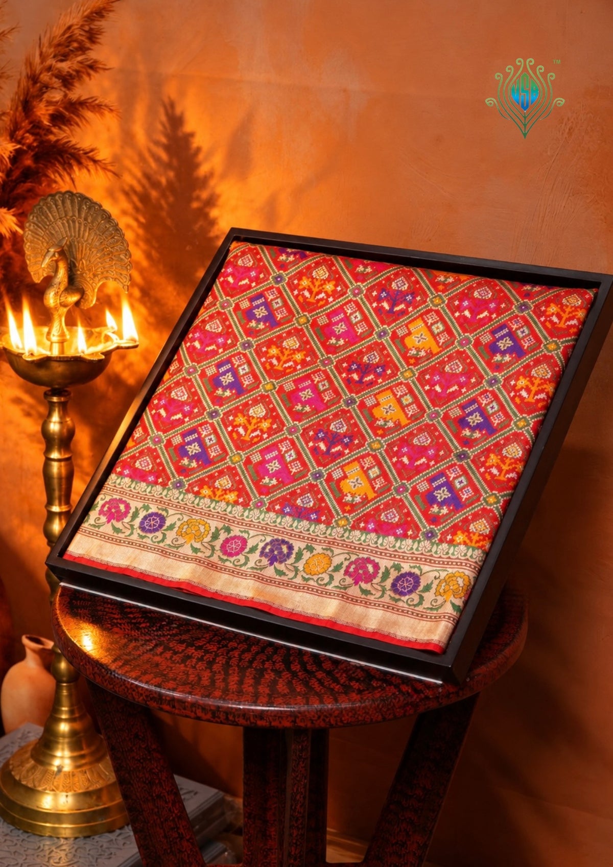 "VIRASAT 172" Red Pure Banarasi Ikkat Patola Saree