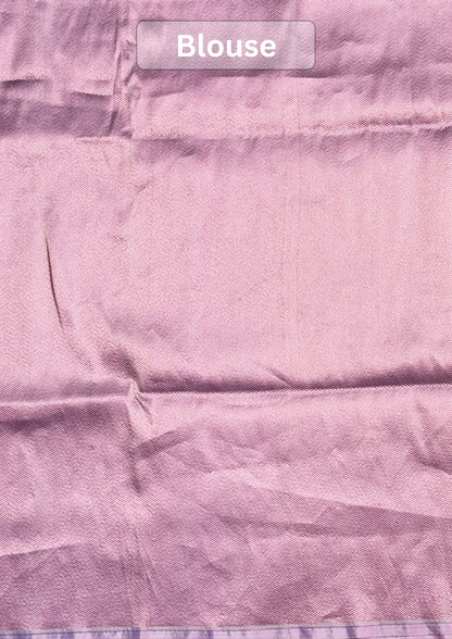 VIRASAT 450: Pure Handloom Kimkhwab Silk Saree Lilac | Timeless Banarasi Elegance