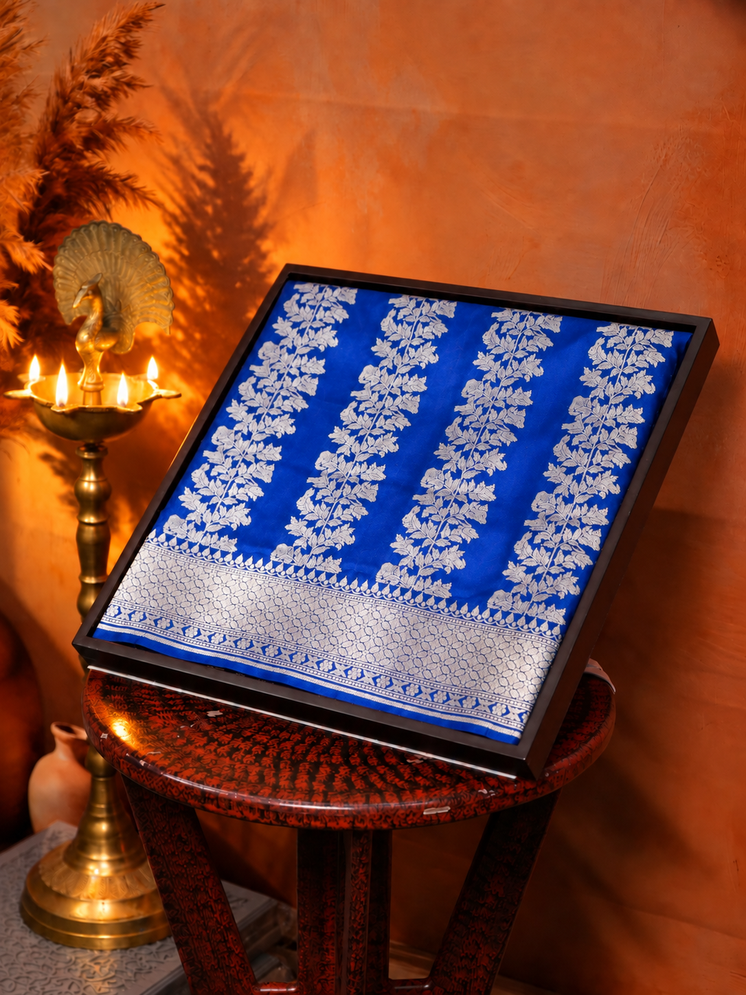 "VIRASAT 186A" Pure Handloom Katan Silk With Elegant Vertical Stripes with Traditional Border &amp; Pall