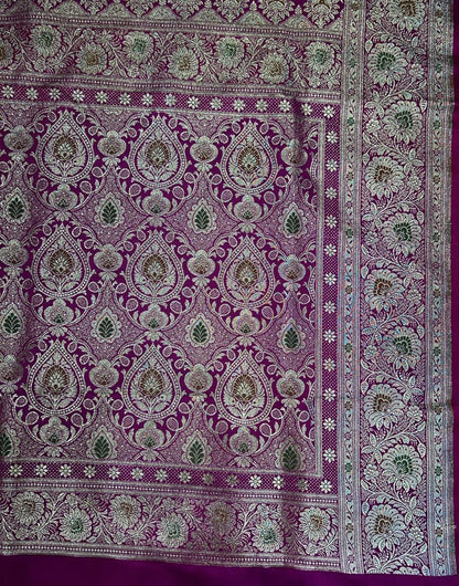 Magenta Pure Handloom Banarasi Silk Saree