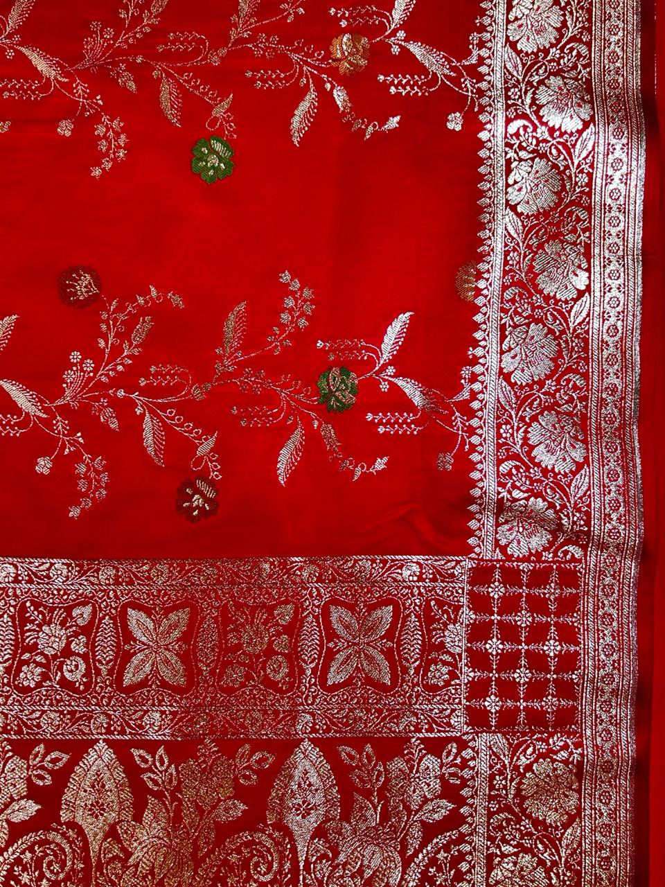 Red Pure Handloom Banarasi Silk Saree