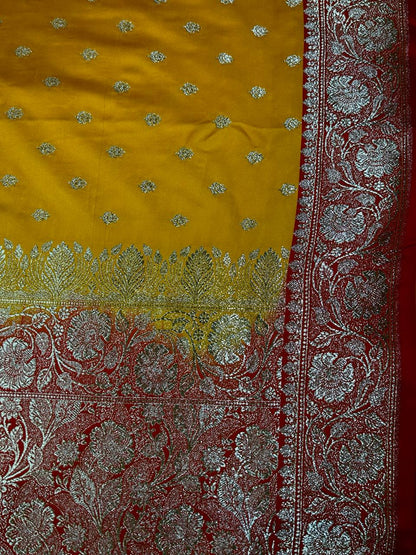 Yellow Pure Handloom Banarasi Silk Saree