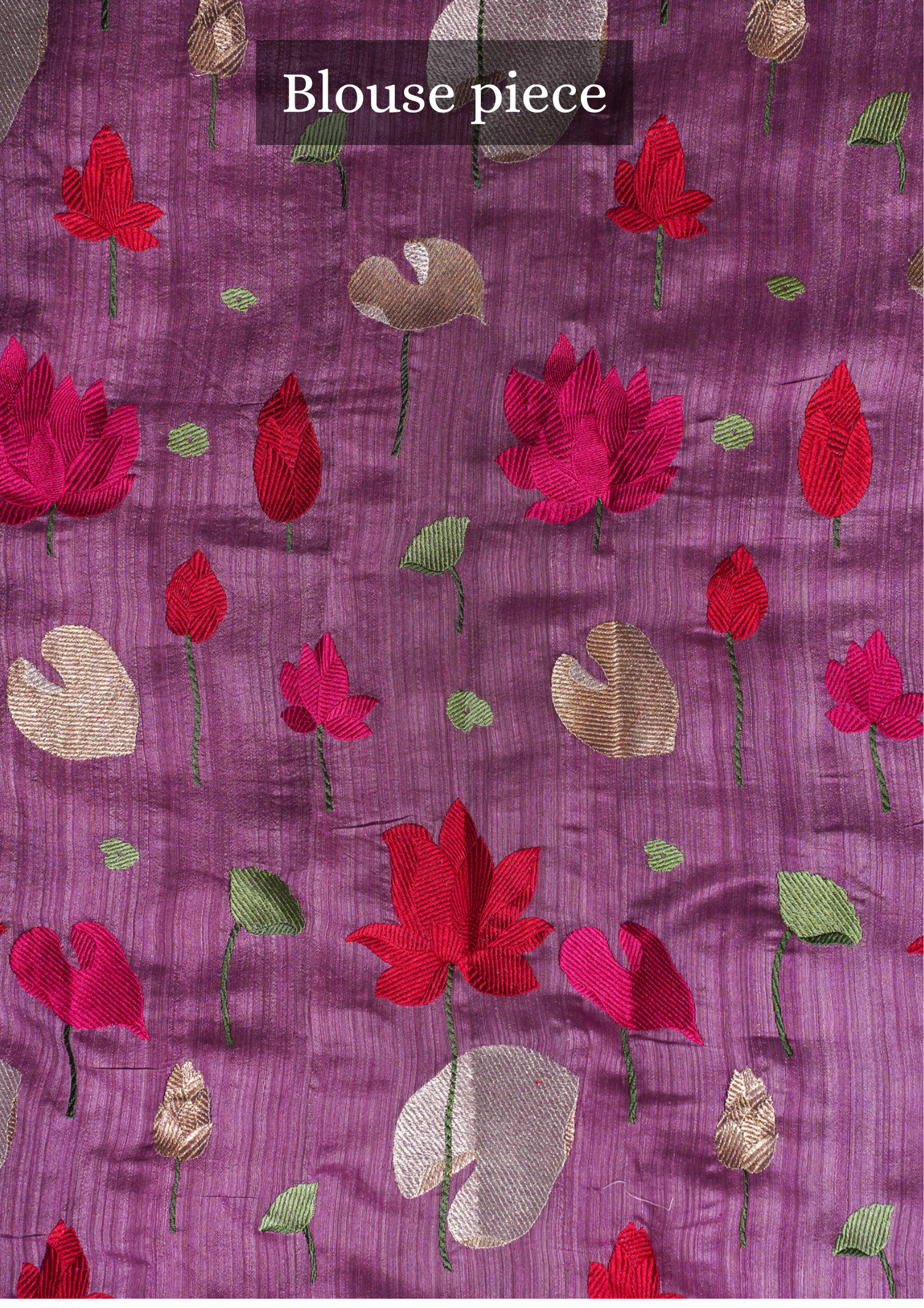Founder Choice 033 Purple Raw Silk Saree with Floral Embroidered Border &amp; Subtle Butti Weave