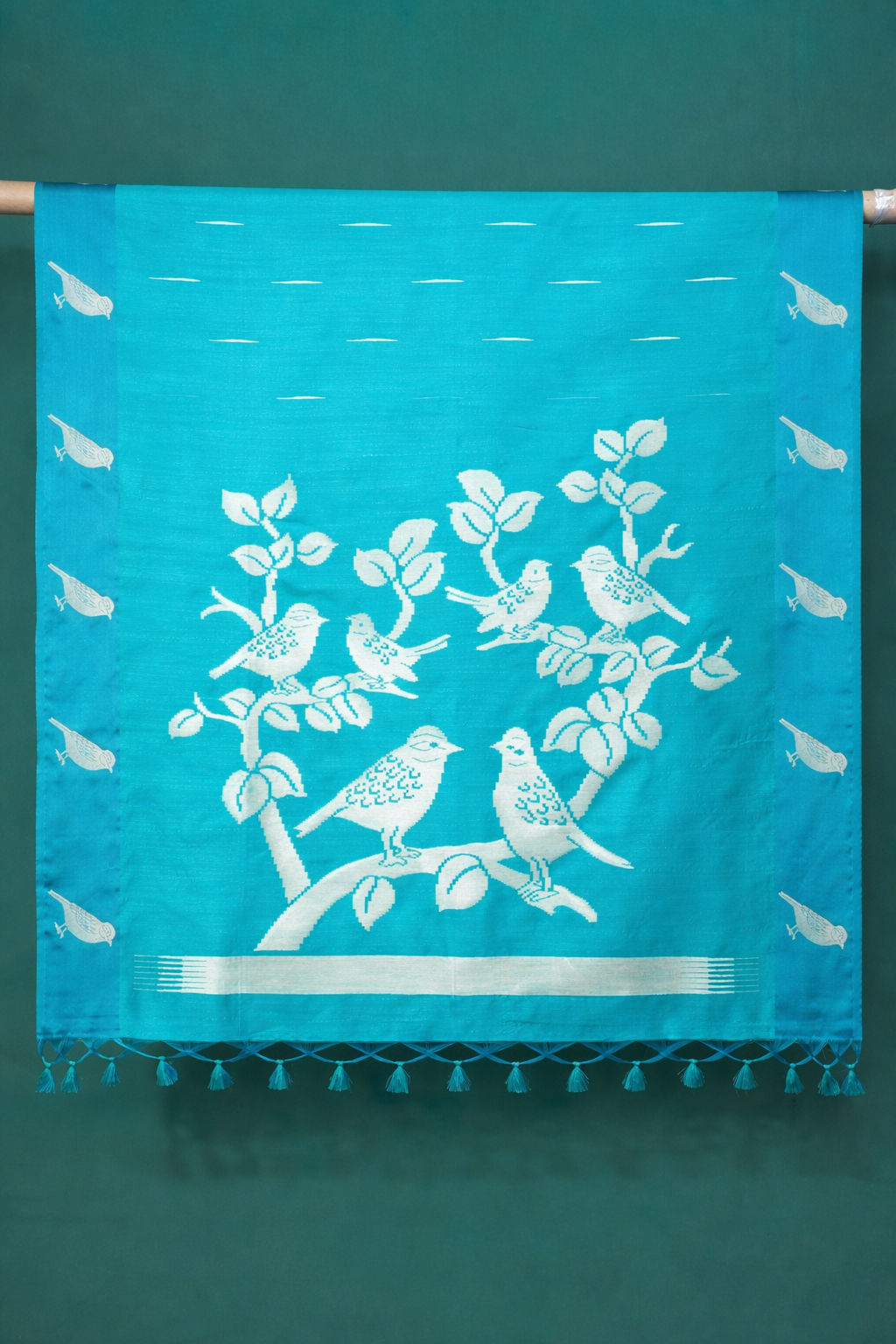 UTSAV BANARAS 215: Sea Green Banarasi Raw Silk Saree Elegant Bird Motif Weave